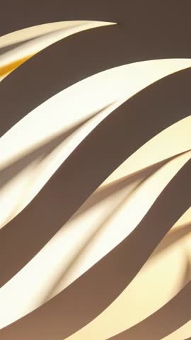 Looping vertical video of cream ribbons drifting and waving in smooth beige abstraction