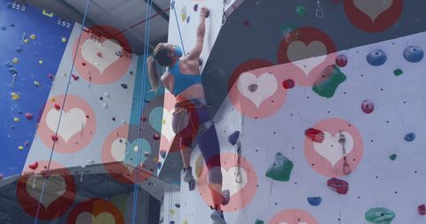Fit Woman Climbing Indoors Sport Fitness Success Concept