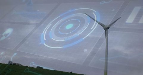 Wind turbine with augmented reality technology overlays