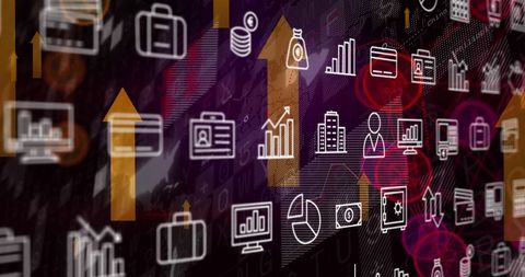 Digital Financial Icons Illustrating Business Growth and Analytics - Download Free Stock Images Pikwizard.com