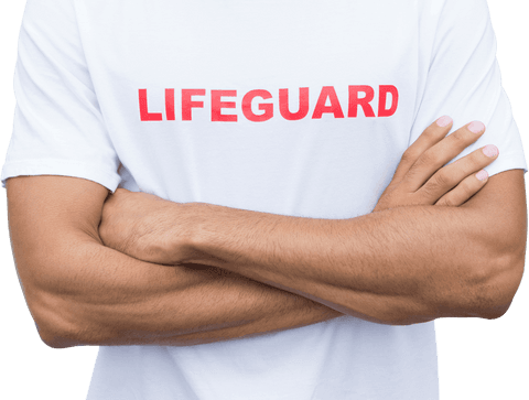 close-up: transparent view of lifeguard in white shirt with bold text - Download Free Stock Videos Pikwizard.com