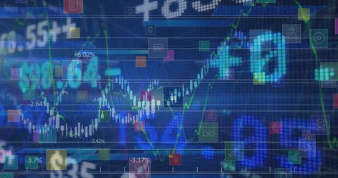 Digital Stock Market Data with Financial Icons - Download Free Stock Images Pikwizard.com