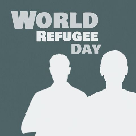 Silhouette and Text for World Refugee Day Awareness