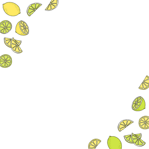Vibrant Lemon Lime Border on Transparent Background