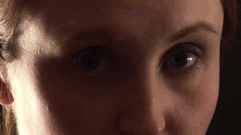 Intense Close-up of Woman's Eyes and Upper Face