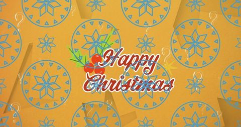 vibrant happy christmas design with holly and blue motifs - Download Free Stock Images Pikwizard.com