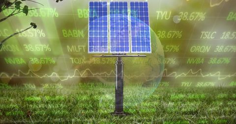 Eco Innovation: Solar Panel and Global Data Interface Concept - Download Free Stock Images Pikwizard.com