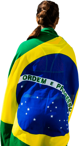 biracial sportswoman draped in brazilian flag on transparent background - Download Free Stock Videos Pikwizard.com