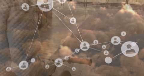 Digital Network Connections over Cloudscape with Businessperson