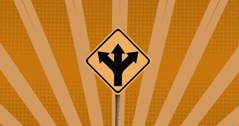 Abstract multiple directions road sign art