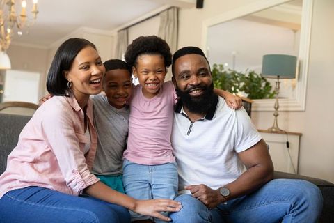 Happy Family Gathering in Modern Home Interior