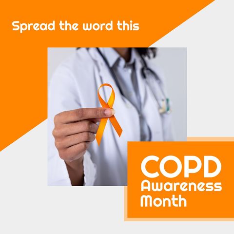 copd awareness month campaign with doctor and orange ribbon - Download Free Stock Templates Pikwizard.com