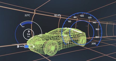 Motion Tracking Interface on Electric Vehicle Wireframe - Download Free Stock Images Pikwizard.com