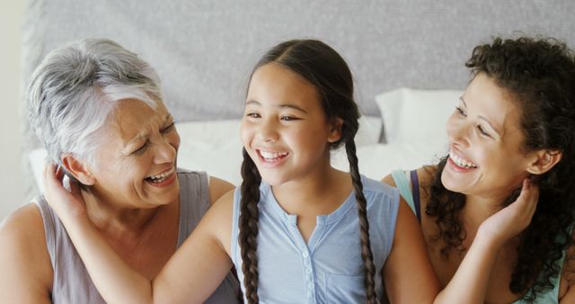 Three Generations of Women Smiling and Bonding Together at Home - Download Free Stock Images Pikwizard.com