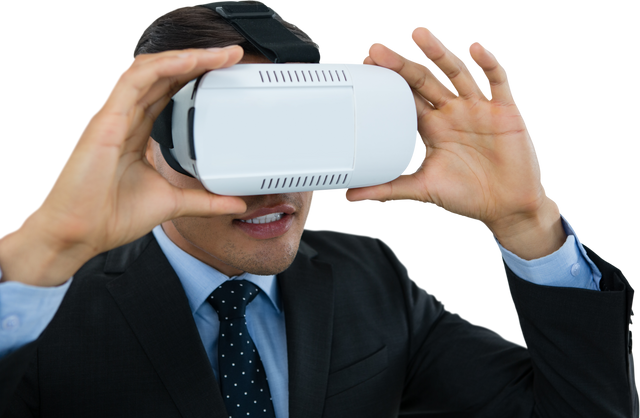 Transparent Businessman Experiencing Virtual Reality Innovation Broadly - Download Free Stock Videos Pikwizard.com