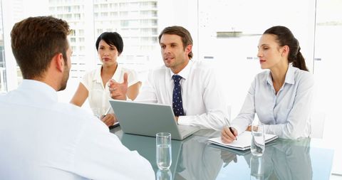 Diverse Business Team Conducting Interview in Modern Office - Download Free Stock Images Pikwizard.com