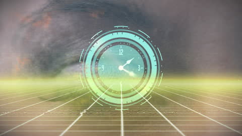 Futuristic Clock Overlay on Human Eye with Digital Interface