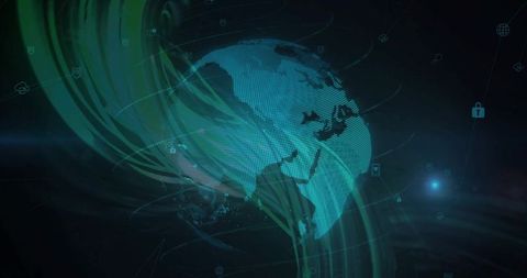 Futuristic Digital World with Cybersecurity Elements