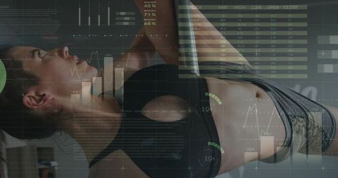 Woman Exercising with Digital Health Data Integration