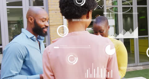 Business Team Analyzing Digital Data Visualizations in Office Environment