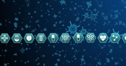 Scientific Icons over Abstract Cellular Background - Download Free Stock Images Pikwizard.com