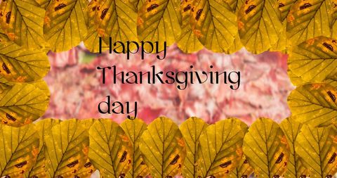 Happy Thanksgiving Greeting with Autumn Leaves Border