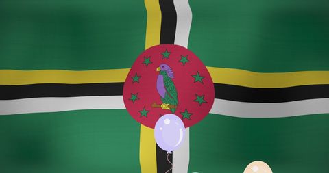 Dominica Flag with Balloons Celebrating National Pride