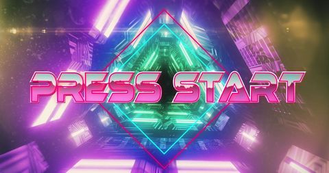 Retro Futuristic Game Start Screen with Neon Lights