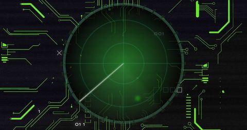 High-tech Futuristic Radar Interface with Circuit Patterns - Download Free Stock Images Pikwizard.com
