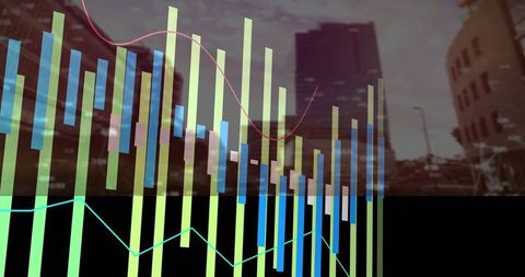 financial data analytics with graphs overlay on urban cityscape - Download Free Stock Images Pikwizard.com