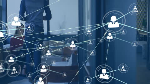 Digital Connections Network with Business Team in Office