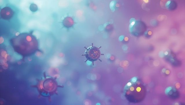 Futuristic Nanoparticles Floating in Translucent Fluid