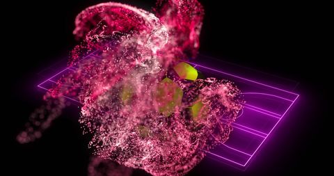 Dynamic Pink Digital Wave over Virtual Soccer Field