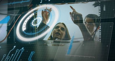 Tech Professionals Analyzing Servers with Digital Interface - Download Free Stock Images Pikwizard.com