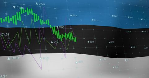 Financial Data Overlay on Estonian Flag Background - Download Free Stock Images Pikwizard.com