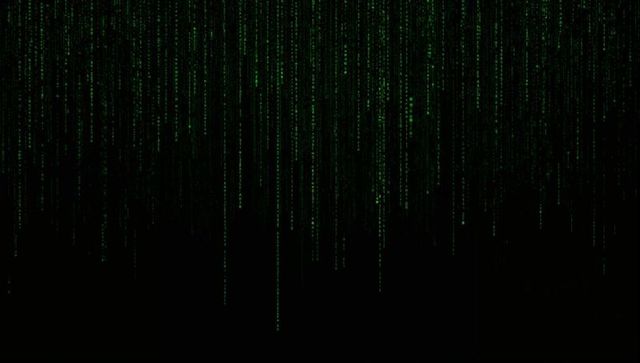 Neon Green Matrix Code Rain Falling in Vertical Streams Across Deep Black Digital Void