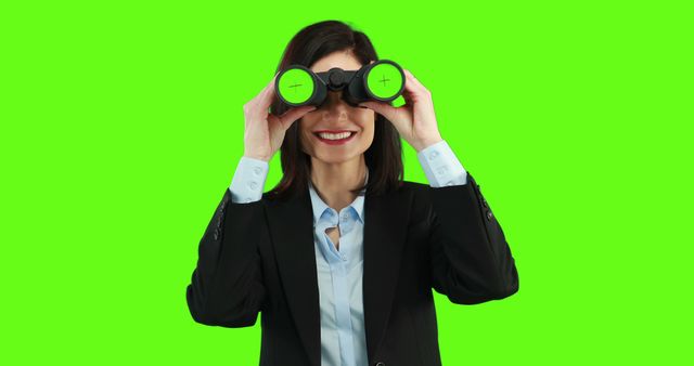 Businesswoman Using Binoculars with Green Screen Background - Download Free Stock Images Pikwizard.com