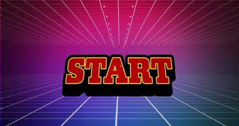 Retro Start Animation with Futuristic Grid Background