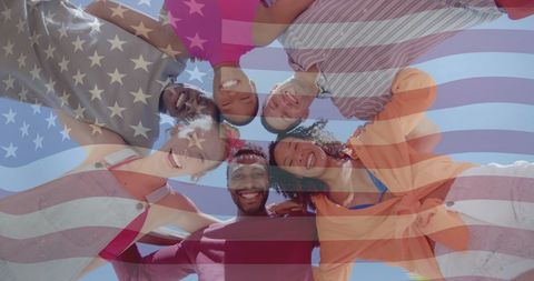 Diverse Friends Celebrating Together with USA Flag Overlay - Download Free Stock Images Pikwizard.com