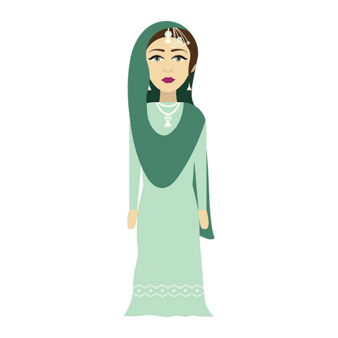 Traditional Attire Illustration of Woman on Transparent Background