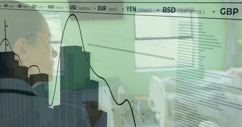 Female Doctor Analyzing Currency Charts in Hospital