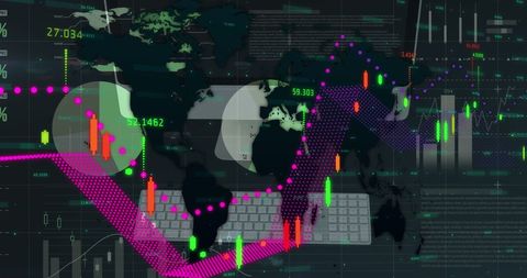 Global Financial Data Interface with World Map Overlay - Download Free Stock Images Pikwizard.com