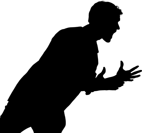 Transparent silhouette of shouting businessman illustration