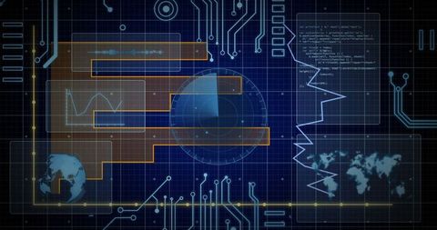 Futuristic Radar Scanning Interface with Digital Data Panels