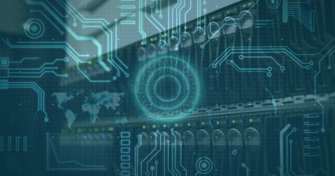 Digital Interface with Tech Overlay and Server Data Components - Download Free Stock Images Pikwizard.com