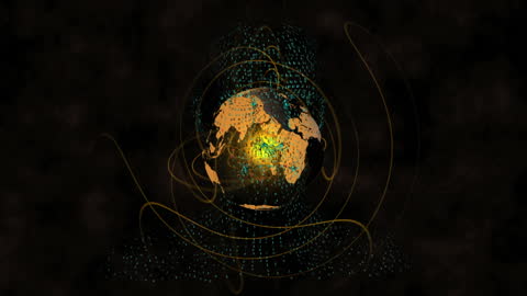 Glowing Digital Globe with Network Connections on Dark Background