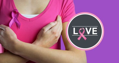 Breast Cancer Awareness: Woman Wearing Pink Ribbon Illustrating Support