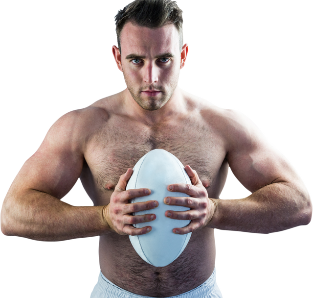 Shirtless Muscle-Man Holding Rugby Ball Isolated On Transparent Background - Download Free Stock Videos Pikwizard.com