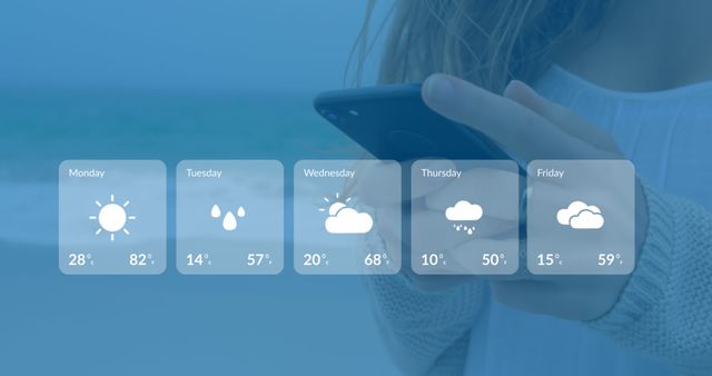 Woman Checking Weather Forecast on Smartphone at Beach - Download Free Stock Images Pikwizard.com