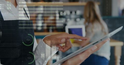 Digital Data Processing with Female Professional Using Tablet